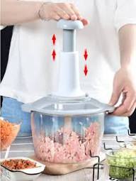 Manual Hand Operated 2000 ML Chopper Pump Action With Free 3 Blades Food Processor Portable Container And Easy To Clean Kitchen Gadget.