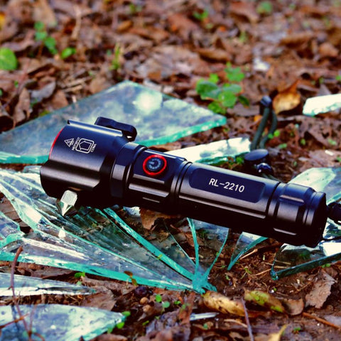 Multifunction 8in1 Portable Led Flashlight Rechargeable LED Torch Flashlight | Car Emergency Tool with Window Breaker Hammer | Cutter | Flashlight Household Rechargeable Ultra Strong Outdoor Bright Led Flashlight